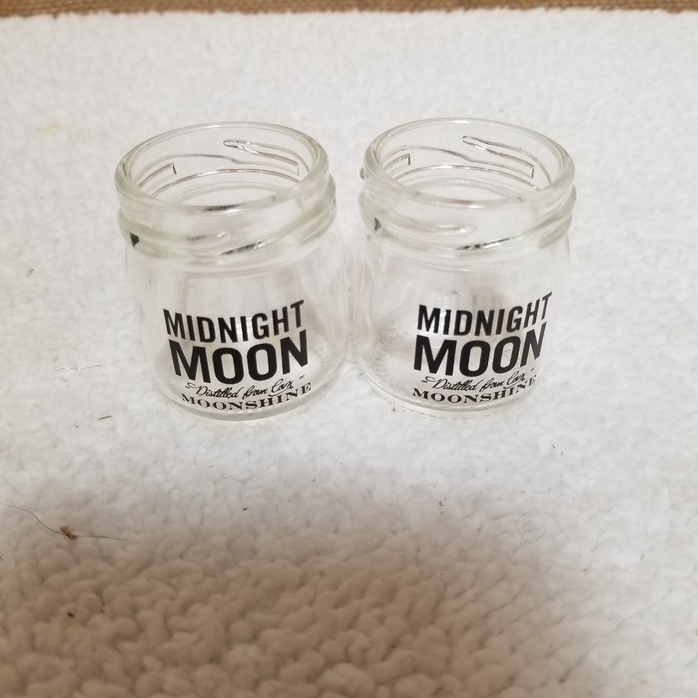 2 Midnight Moon Mini Mason Jar Shot Glasses